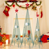 3/3.5/4 英尺一套 3 棵塔形圣诞树，带可拆卸星星顶饰 3/3.5/4 Feet Set of 3 Tower Shaped Christmas Trees with Removable Star Toppers