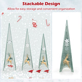 3/3.5/4 英尺一套 3 棵塔形圣诞树，带可拆卸星星顶饰 3/3.5/4 Feet Set of 3 Tower Shaped Christmas Trees with Removable Star Toppers