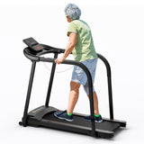 2.5马力老年人长扶手步行跑步机-黑色 2.5 HP Walking Treadmill with Long Handrails for Seniors-Black