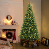 8 英尺角人造圣诞树，带 1137 个树枝尖端和 360 盏暖白色 LED 灯 8 FT Corner Artificial Christmas Tree with 1137 Branch Tips and 360 Warm White LED Lights