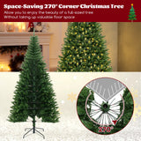 8 英尺角人造圣诞树，带 1137 个树枝尖端和 360 盏暖白色 LED 灯 8 FT Corner Artificial Christmas Tree with 1137 Branch Tips and 360 Warm White LED Lights