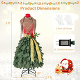 5 英尺预亮人体模型人造圣诞树礼服造型圣诞树 5 FT Pre-lit Mannequin Artificial Christmas Tree Dress Form Xmas Tree