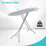 可折叠熨衣板，带熨斗架和可调节高度-灰色 Foldable Ironing Board with Iron Rest and Adjustable Height-Gray