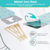 带熨斗架和可调节高度的可折叠烫衣板 - 绿松石色 Foldable Ironing Board with Iron Rest and Adjustable Height-Turquoise