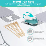 可折叠熨衣板，带熨斗架和可调节高度-灰色 Foldable Ironing Board with Iron Rest and Adjustable Height-Gray