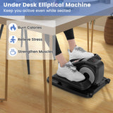 家庭办公带显示屏台下椭圆机-黑色 Under Desk Elliptical Machine with Display Monitor for Home Office-Black