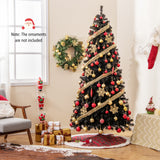 6/7 英尺人造圣诞树，顶部可弯曲，带有暖光 - 7 英尺 6/7 FT Artificial Christmas Tree with Bendable Top Section and Warm Light-7 ft