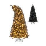 6/7 英尺人造圣诞树，顶部可弯曲，带有暖光 - 7 英尺 6/7 FT Artificial Christmas Tree with Bendable Top Section and Warm Light-7 ft