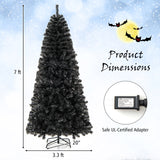 6/7 英尺人造圣诞树，顶部可弯曲，带有暖光 - 7 英尺 6/7 FT Artificial Christmas Tree with Bendable Top Section and Warm Light-7 ft