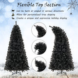 6/7 英尺人造圣诞树，顶部可弯曲，带有暖光 - 7 英尺 6/7 FT Artificial Christmas Tree with Bendable Top Section and Warm Light-7 ft