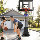 7.9-10 英尺便携式篮球框系统，带坚固底座和轮子 - 黑色 7.9-10 Feet Portable Basketball Hoop System with Sturdy Base and Wheels-Black