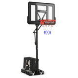 7.9-10 英尺便携式篮球框系统，带坚固底座和轮子 - 黑色 7.9-10 Feet Portable Basketball Hoop System with Sturdy Base and Wheels-Black