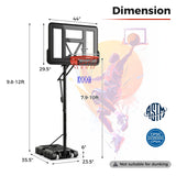 7.9-10 英尺便携式篮球框系统，带坚固底座和轮子 - 黑色 7.9-10 Feet Portable Basketball Hoop System with Sturdy Base and Wheels-Black