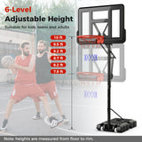 7.9-10 英尺便携式篮球框系统，带坚固底座和轮子 - 黑色 7.9-10 Feet Portable Basketball Hoop System with Sturdy Base and Wheels-Black