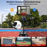 7.9-10 英尺便携式篮球框系统，带坚固底座和轮子 - 黑色 7.9-10 Feet Portable Basketball Hoop System with Sturdy Base and Wheels-Black