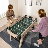 54 英寸足球桌街机足球比赛桌带 2 个球和 26 名球员 - 自然色 54 Inch Foosball Table Arcade Soccer Game Table with 2 Balls and 26 Players-Natural