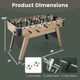 54 英寸足球桌街机足球比赛桌带 2 个球和 26 名球员 - 自然色 54 Inch Foosball Table Arcade Soccer Game Table with 2 Balls and 26 Players-Natural