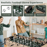 54 英寸足球桌街机足球比赛桌带 2 个球和 26 名球员 - 自然色 54 Inch Foosball Table Arcade Soccer Game Table with 2 Balls and 26 Players-Natural