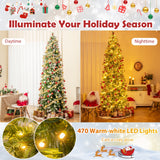 6/7.5/9 英尺人造圣诞树，带暖白色 LED 灯-L 6/7.5/9 FT Artificial Christmas Tree with Warm-White LED Lights-L