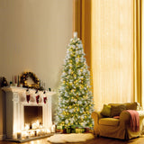 6/7.5/9 英尺人造圣诞树带暖白色 LED 灯-S 6/7.5/9 FT Artificial Christmas Tree with Warm-White LED Lights-S