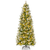 6/7.5/9 英尺人造圣诞树带暖白色 LED 灯-S 6/7.5/9 FT Artificial Christmas Tree with Warm-White LED Lights-S