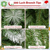 6/7.5/9 英尺人造圣诞树带暖白色 LED 灯-S 6/7.5/9 FT Artificial Christmas Tree with Warm-White LED Lights-S