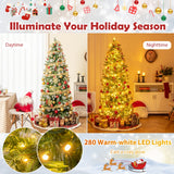 6/7.5/9 英尺人造圣诞树带暖白色 LED 灯-S 6/7.5/9 FT Artificial Christmas Tree with Warm-White LED Lights-S