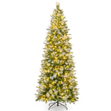 6/7.5/9 英尺人造圣诞树带暖白色 LED 灯-M 6/7.5/9 FT Artificial Christmas Tree with Warm-White LED Lights-M