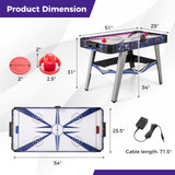 气动曲棍球比赛桌，带 2 个推杆和冰球 - 蓝色 Air Powered Hockey Game Table with 2 Pushers and Pucks-Blue