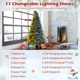 带多色灯光的预亮雪圣诞铰链树 - 9 英尺 Pre-Lit Snowy Christmas Hinged Tree with Multi-Color Lights-9'