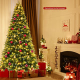 带多色灯光的预亮雪圣诞铰链树 - 9 英尺 Pre-Lit Snowy Christmas Hinged Tree with Multi-Color Lights-9'