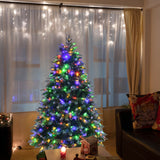 预亮雪圣诞铰链树，带闪光模式和多色灯 - 5 英尺 Pre-Lit Snowy Christmas Hinged Tree with Flash Modes and Multi-Color Lights-5 ft