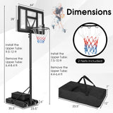 4.25-10 英尺可调节篮球框系统带 44 英寸篮板-B 4.25-10 Feet Adjustable Basketball Hoop System with 44 Inch Backboard-B