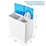 26磅便携式半自动双桶洗衣机带排水泵-蓝色 26lbs Portable Semi-Automatic Twin Tub Washing Machine with Drain Pump-Blue