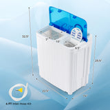 17.6磅便携式洗衣机带排水泵-蓝色 17.6 lbs Portable Washing Machine with Drain Pump-Blue