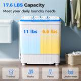 17.6磅便携式洗衣机带排水泵-蓝色 17.6 lbs Portable Washing Machine with Drain Pump-Blue