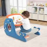 可转换儿童活动桌套装幼儿画架带可擦白板-蓝色 Convertible Kids Activity Table Set Toddler Easel with Erasable Whiteboard-Blue