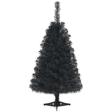 3 英尺不发光人造圣诞万圣节迷你树带塑料支架 - 黑色 3 Feet Unlit Artificial Christmas Halloween Mini Tree with Plastic Stand-Black