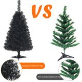 3 英尺不发光人造圣诞万圣节迷你树带塑料支架 - 黑色 3 Feet Unlit Artificial Christmas Halloween Mini Tree with Plastic Stand-Black