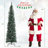 带松果的雪人造铅笔圣诞树 - 7 英尺 Snowy Artificial Pencil Christmas Tree with Pine Cones-7 ft