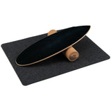 木质平衡板训练器摇摆滚轴用于运动训练-黑色 Wooden Balance Board Trainer Wobble Roller for Exercise Sports Training-Black