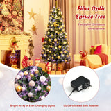 预亮多色光纤云杉人造圣诞树 - 7 英尺 Pre-lit Multi-Colored Fiber Optic Spruce Artificial Christmas Tree-7 ft