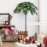 6 英尺预亮圣诞棕榈人造树，带 250 颗暖白 LED 灯 6 Feet Pre-Lit Xmas Palm Artificial Tree with 250 Warm-White LED Lights