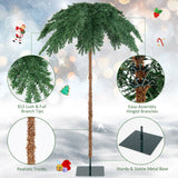 6 英尺预亮圣诞棕榈人造树，带 250 颗暖白 LED 灯 6 Feet Pre-Lit Xmas Palm Artificial Tree with 250 Warm-White LED Lights