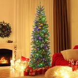 7.5 英尺预亮全人造圣诞树，带暖白色和多色 LED 灯 7.5 Feet Pre-lit Full Artificial Christmas Tree with Warm White and Multi-color LED Lights