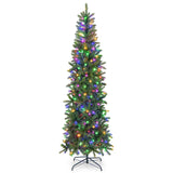 7.5 英尺预亮全人造圣诞树，带暖白色和多色 LED 灯 7.5 Feet Pre-lit Full Artificial Christmas Tree with Warm White and Multi-color LED Lights