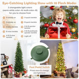 7.5 英尺预亮全人造圣诞树，带暖白色和多色 LED 灯 7.5 Feet Pre-lit Full Artificial Christmas Tree with Warm White and Multi-color LED Lights