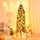 7 英尺 PVC 铰链预亮人造杉木铅笔圣诞树，带 150 盏灯 - 7 英尺 7 Feet PVC Hinged Pre-lit Artificial Fir Pencil Christmas Tree with 150 Lights-7 ft