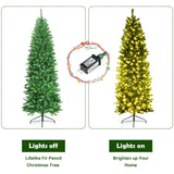 7 英尺 PVC 铰链预亮人造杉木铅笔圣诞树，带 150 盏灯 - 7 英尺 7 Feet PVC Hinged Pre-lit Artificial Fir Pencil Christmas Tree with 150 Lights-7 ft