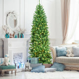 7 英尺 PVC 铰链预亮人造杉木铅笔圣诞树，带 150 盏灯 - 7 英尺 7 Feet PVC Hinged Pre-lit Artificial Fir Pencil Christmas Tree with 150 Lights-7 ft